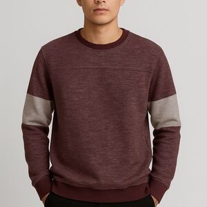Ring of Fire Men's Maroon and Gray Crewneck Sweater